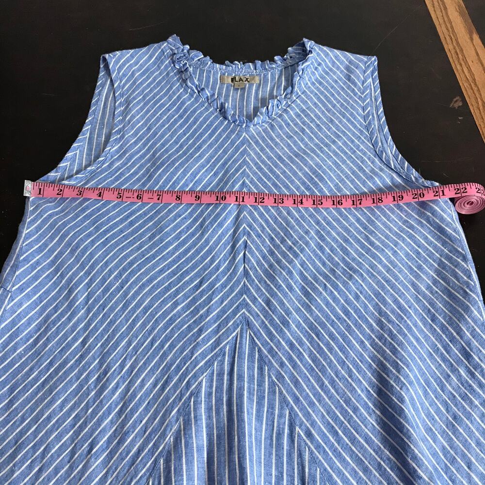 FLAX Linen Chevron Stripe Sleeveless Dress – Size Large Midi - Picture 6 of 9